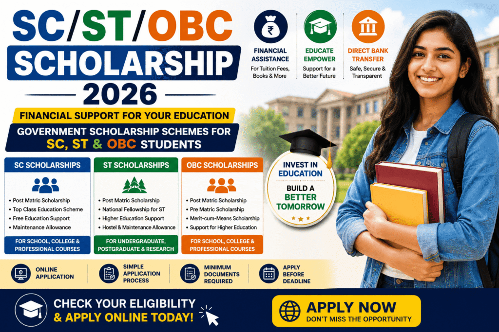Select SC/ST/OBC Scholarship Schemes 2026 SC/ST/OBC Scholarship Schemes